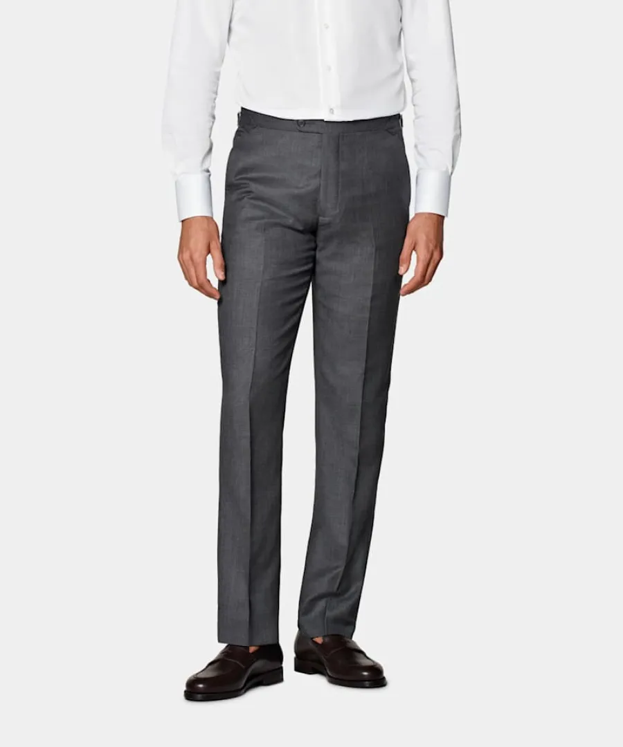 Flash Sale Anzughose dunkelgrau Birdseye-Muster Slim Leg straight Hosen