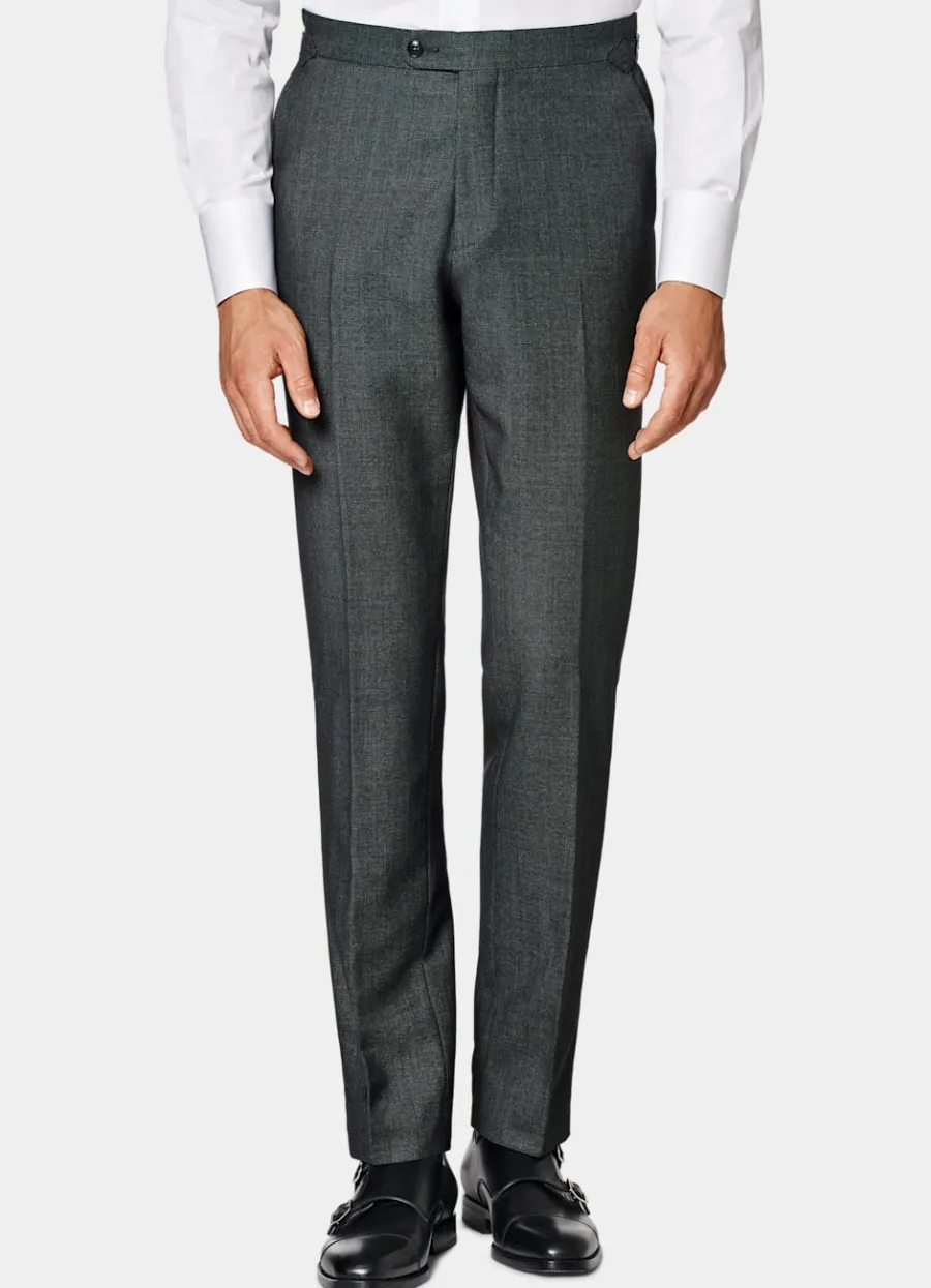 Best Anzughose dunkelgrau Birdseye-Muster Slim Leg straight Hosen