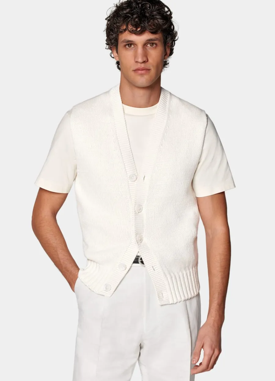 Best Cardigan off-white ärmellos Cardigans