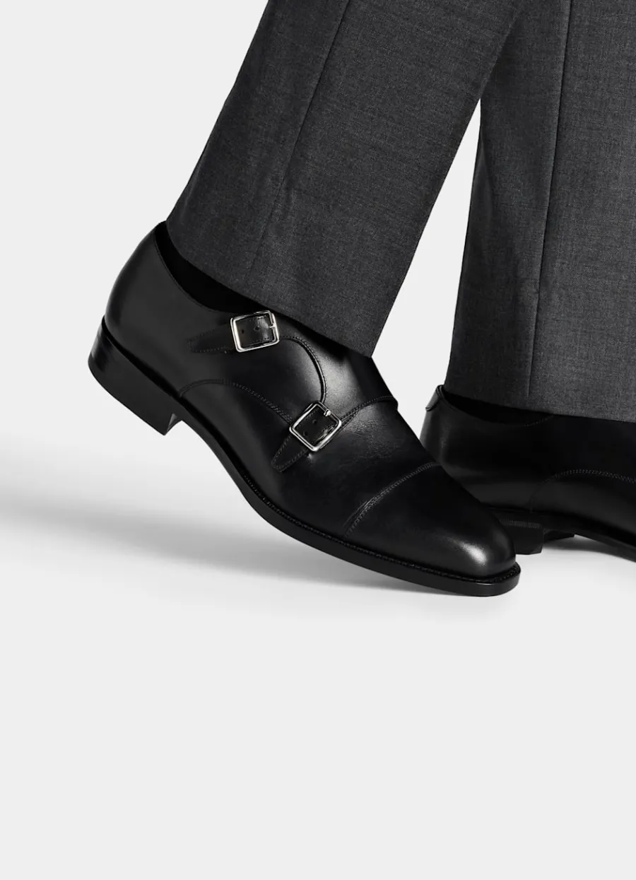 Sale Double Monk Schuhe schwarz Schnürschuhe & Monk Schuhe