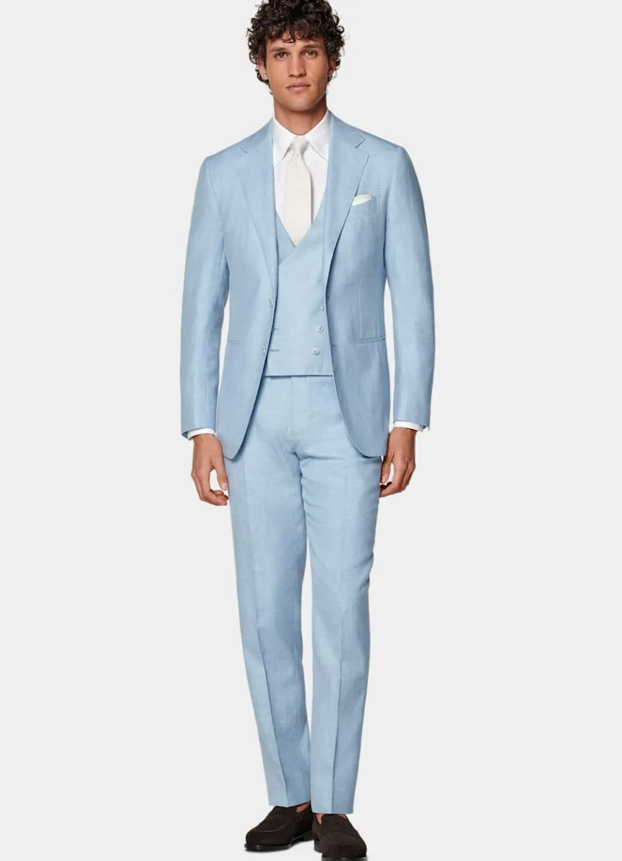 havana_anzug_dreiteilg_hellblau_tailored_fit_3.webp Best Sale Havana Anzug dreiteilg hellblau Tailored Fit Formelle Hochzeit | Hochzeitsanzüge