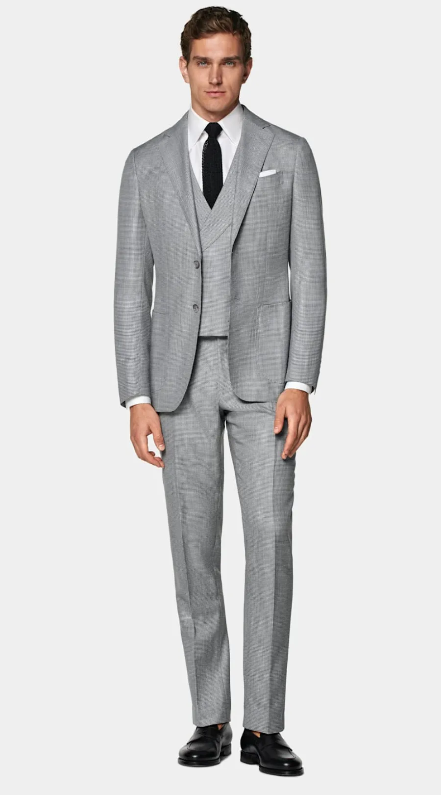 Discount Havana Anzug dreiteilig hellgrau Tailored Fit Formelle Hochzeit | Hochzeitsanzüge