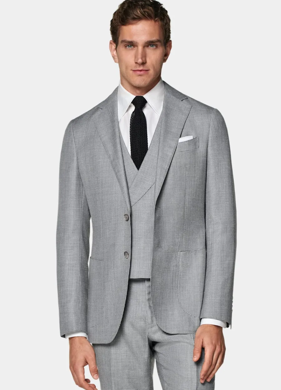 Discount Havana Anzug dreiteilig hellgrau Tailored Fit Formelle Hochzeit | Hochzeitsanzüge