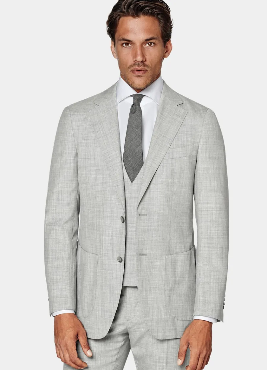 Cheap Havana Anzug dreiteilig hellgrau Tailored Fit Formelle Hochzeit | Hochzeitsanzüge