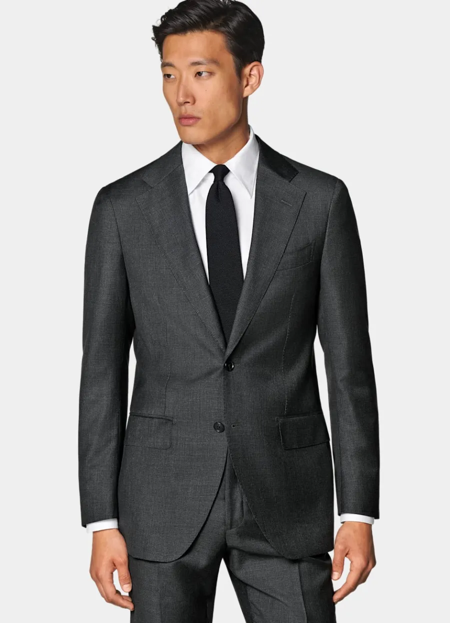 Best Sale Havana Anzug dunkelgrau Hahnentrittmuster Tailored Fit Klassische Anzüge