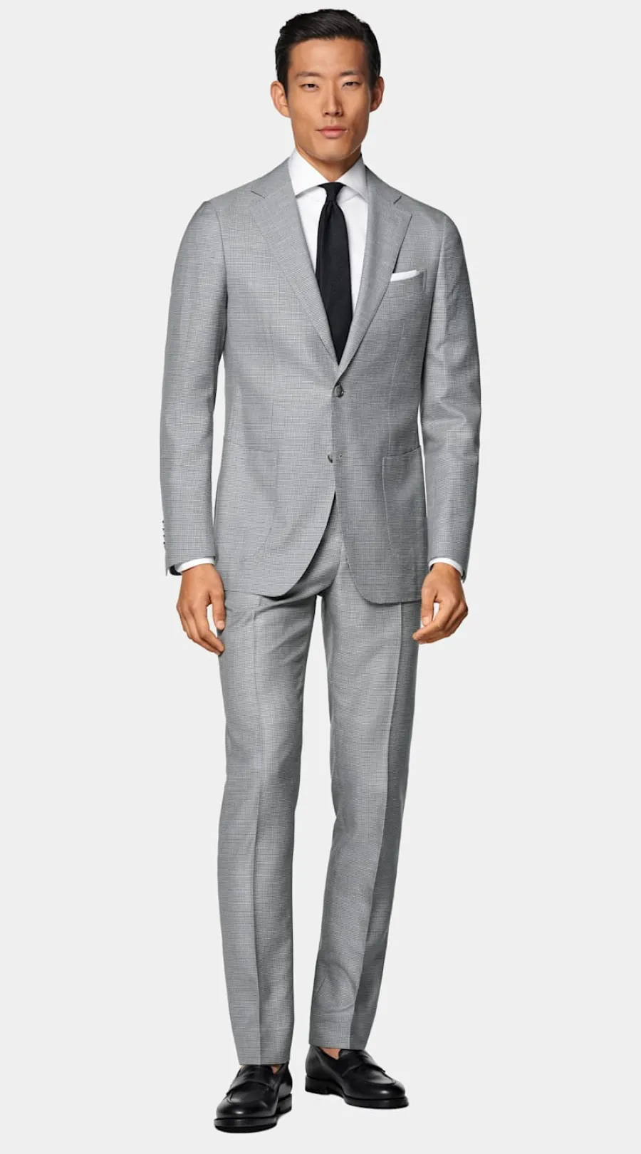 Best Sale Havana Anzug hellgrau Hahnentrittmuster Tailored Fit Cocktail-Hochzeit