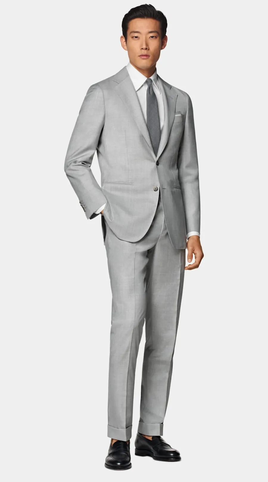 Cheap Havana Anzug hellgrau Tailored Fit Formelle Hochzeit | Hochzeitsanzüge