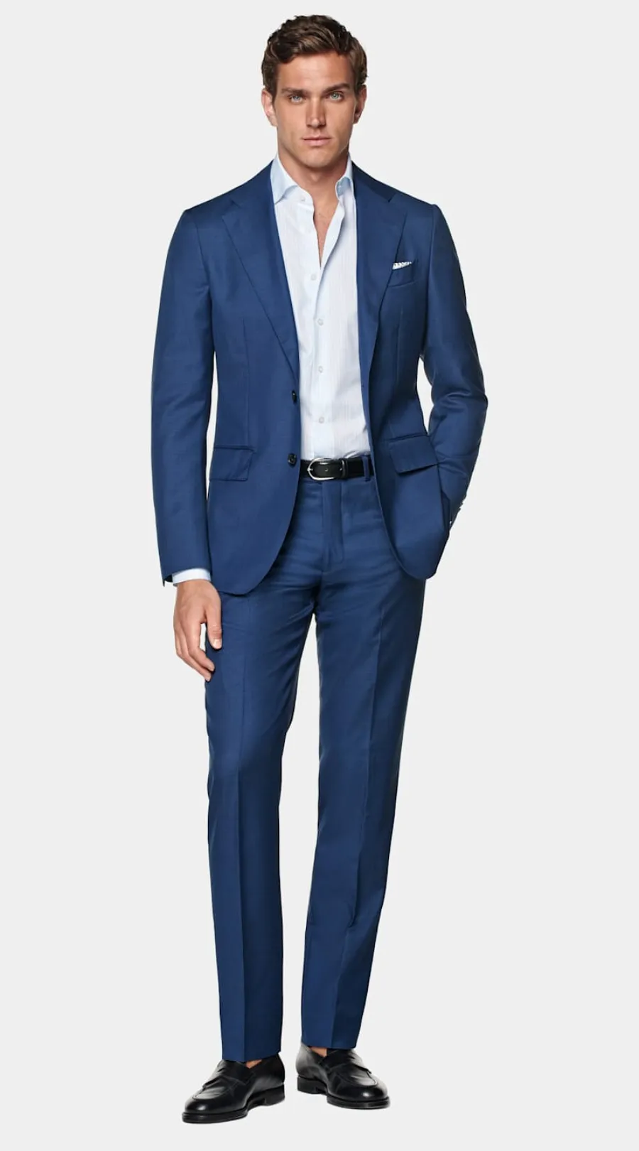 Shop Havana Anzug mittelblau Tailored Fit Cocktail-Hochzeit | Hochzeitsanzüge