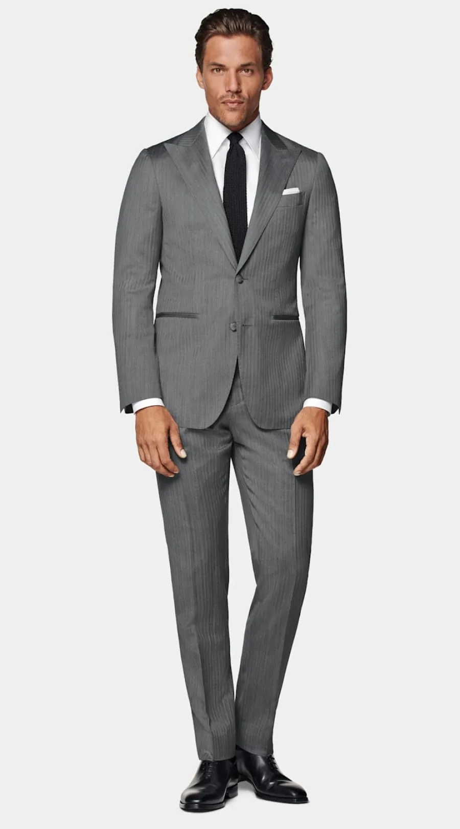 Store Havana Anzug mittelgrau Fischgrätmuster Tailored Fit Klassische Anzüge