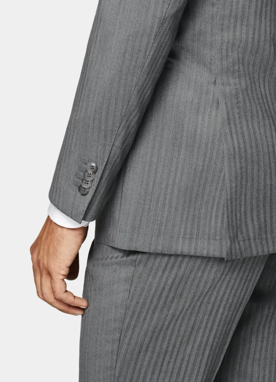 havana_anzug_mittelgrau_fischgrtmuster_tailored_fit_2.webp Store Havana Anzug mittelgrau Fischgrätmuster Tailored Fit Klassische Anzüge