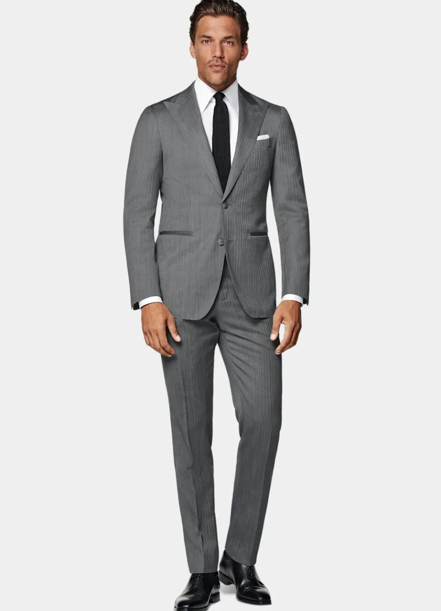 havana_anzug_mittelgrau_fischgrtmuster_tailored_fit_3.webp Store Havana Anzug mittelgrau Fischgrätmuster Tailored Fit Klassische Anzüge
