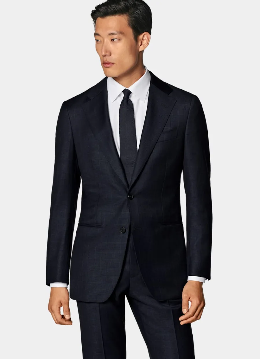 Cheap Havana Anzug navy kariert Tailored Fit Klassische Anzüge