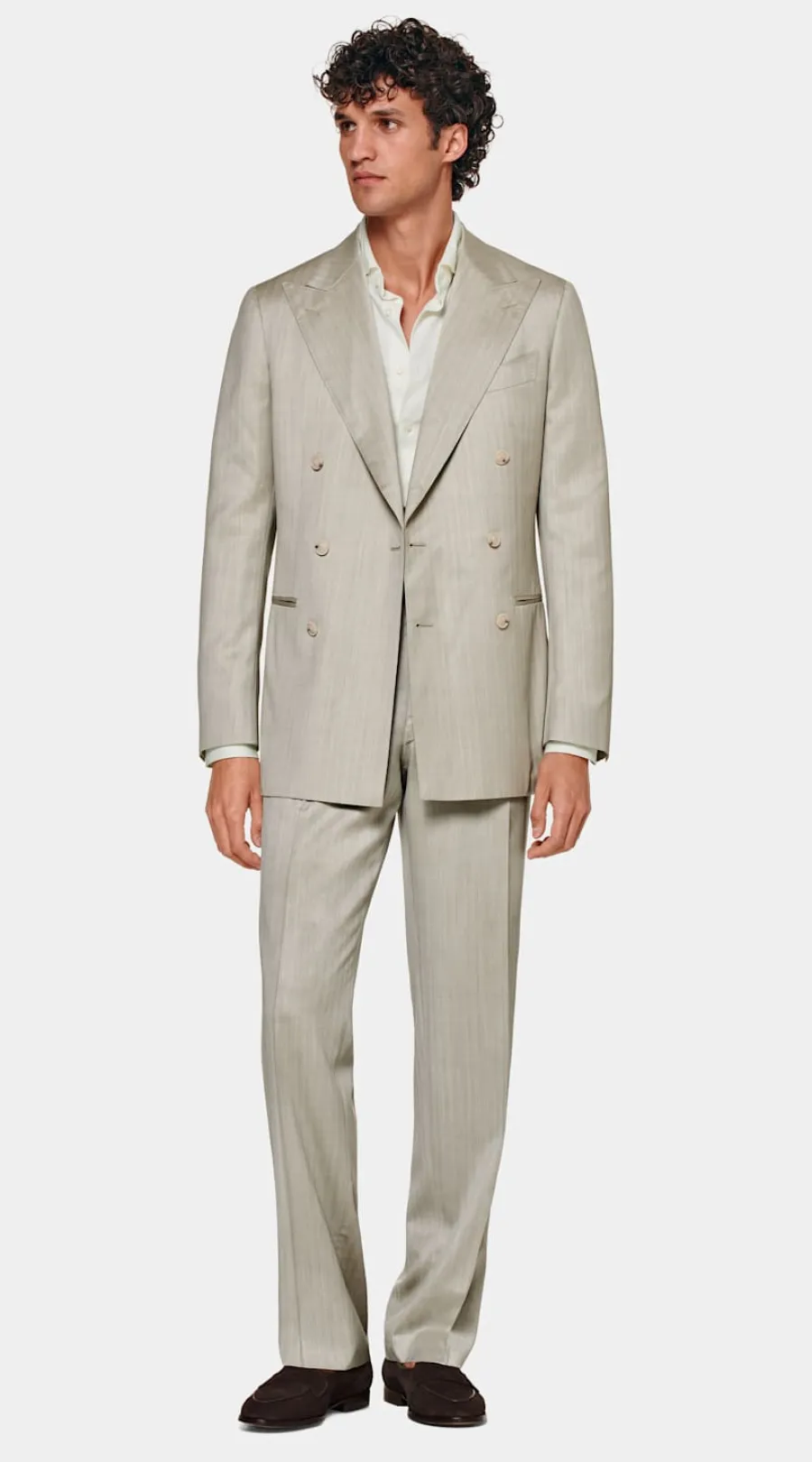 Cheap Havana Anzug sand Fischgrätmuster Tailored Fit Moderne Anzüge