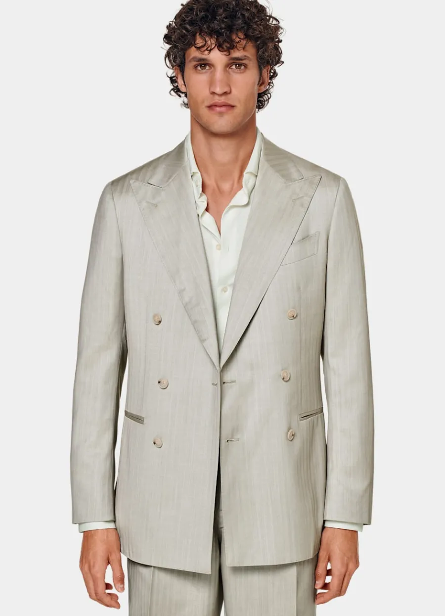 Cheap Havana Anzug sand Fischgrätmuster Tailored Fit Moderne Anzüge