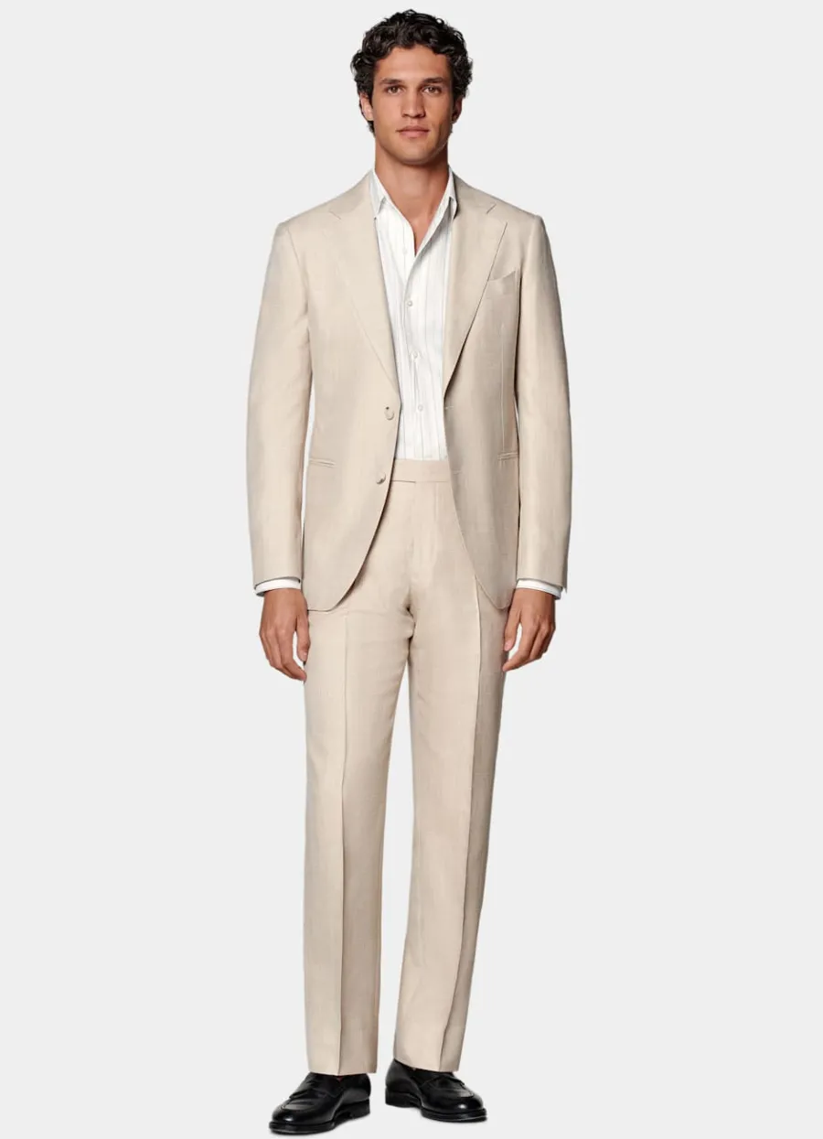 havana_anzug_sand_fischgrtmuster_tailored_fit_3-2.webp Shop Havana Anzug Fischgrätmuster Tailored Fit Formelle Hochzeit | Hochzeitsanzüge