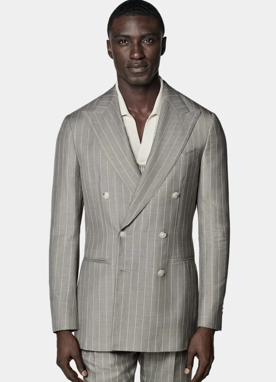 Clearance Havana Anzug gestreift Tailored Fit Hochzeit Am Strand