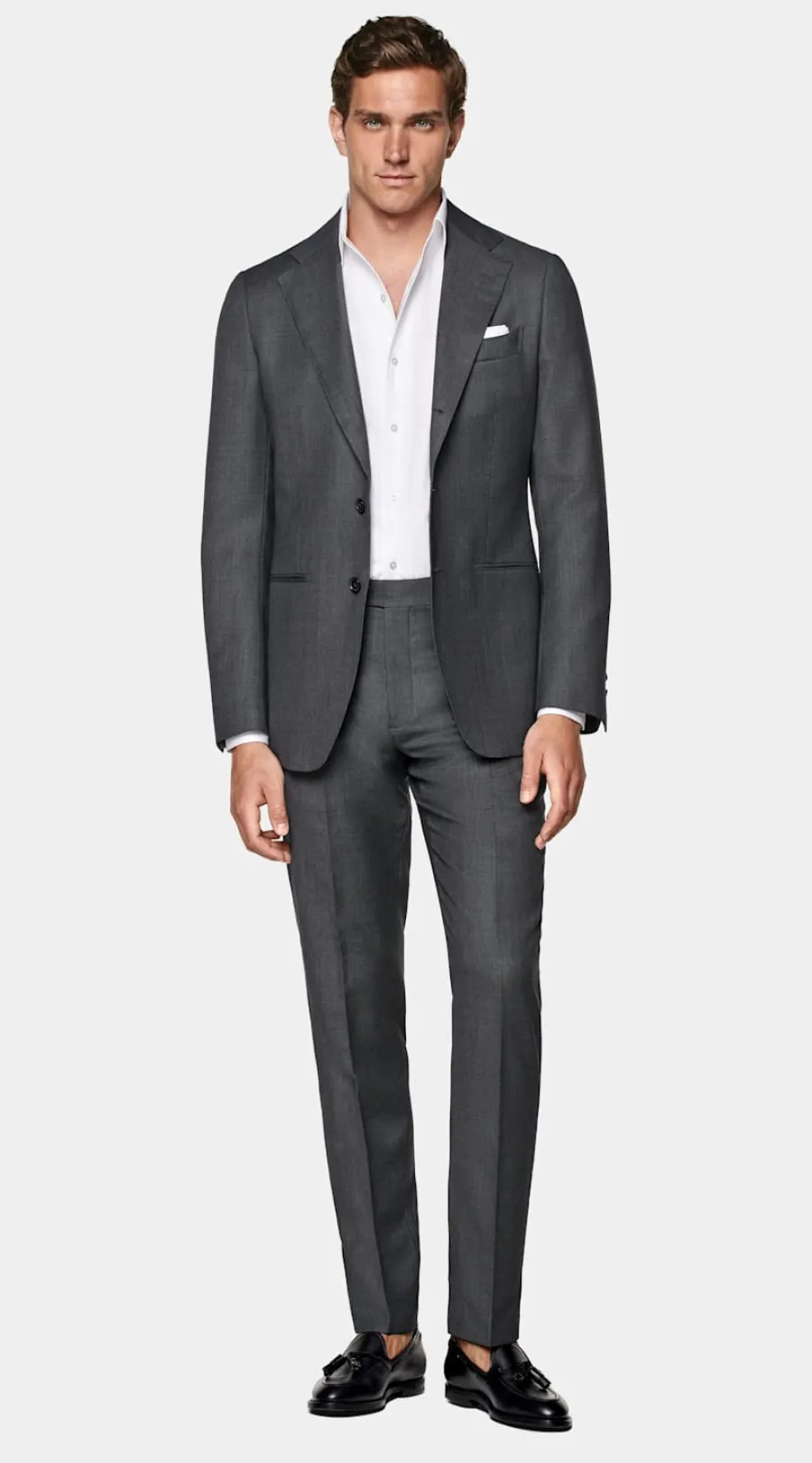 Best Sale Havana Anzugsakko dunkelgrau Birdseye-Muster Tailored Fit Anzugsakkos