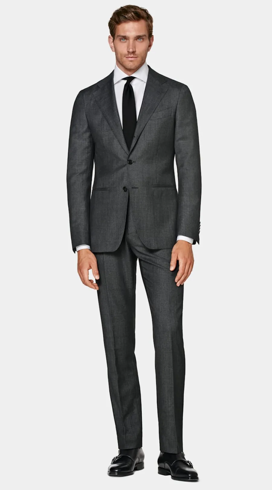 Clearance Havana Anzugsakko dunkelgrau Birdseye-Muster Tailored Fit Anzugsakkos
