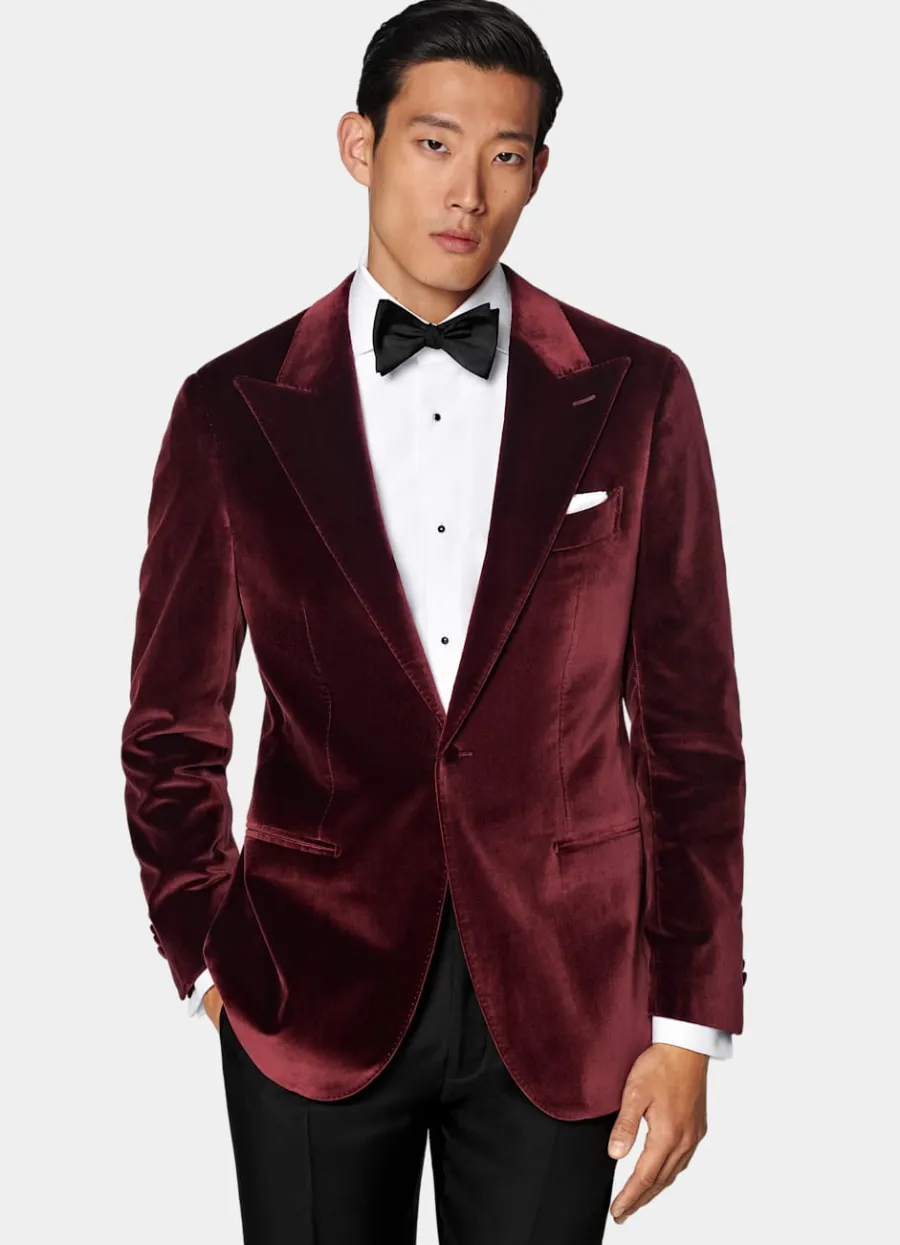 Clearance Havana Dinner Jacket Burgunderrot Tailored Fit Black Tie | Dinner Jackets