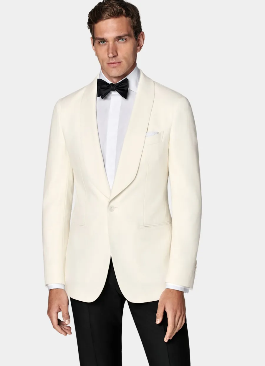 Cheap Havana Dinner Jacket off-white Tailored Fit Black Tie | Dinner Jackets