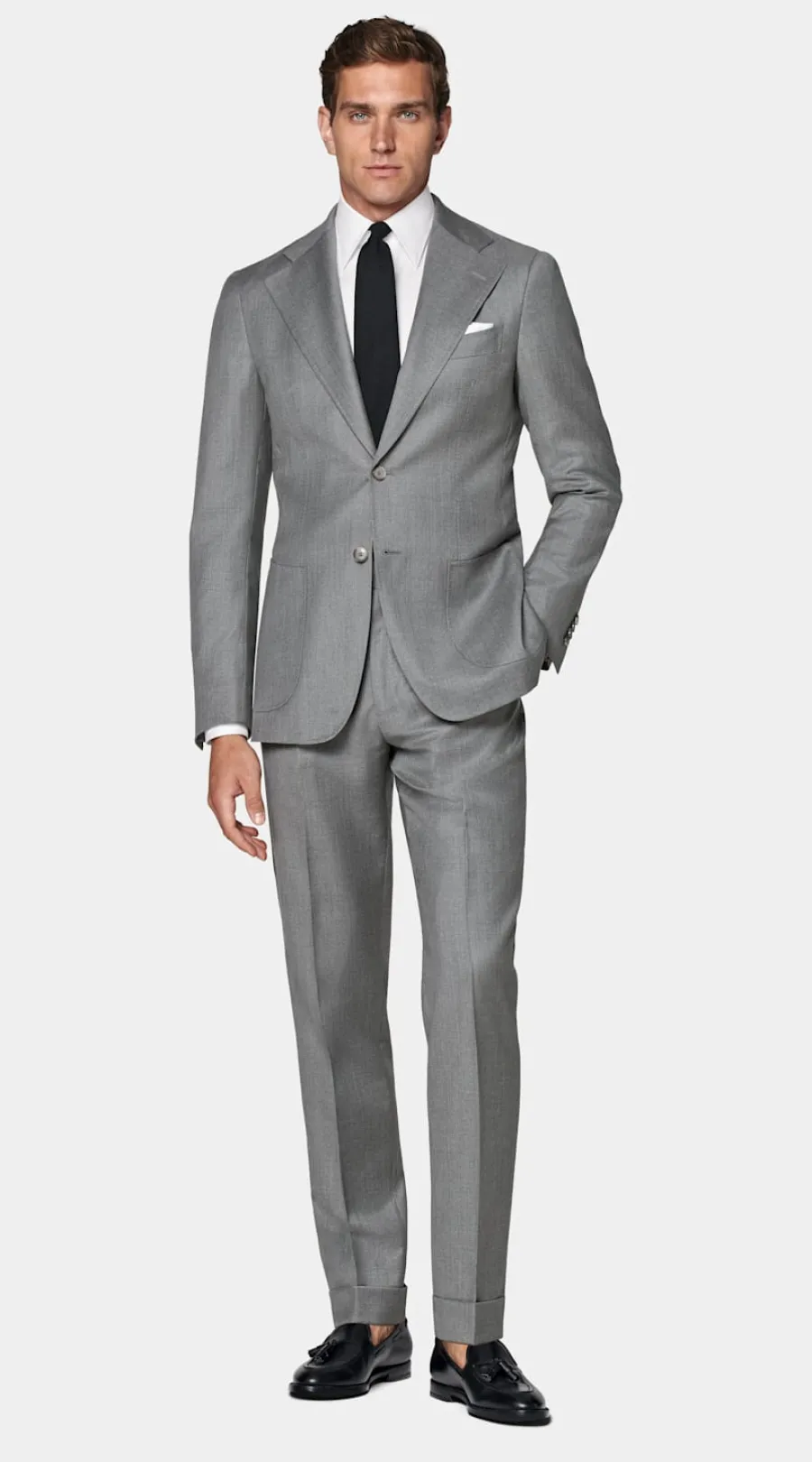 Discount Havana Perennial Anzug mittelgrau Tailored Fit Formelle Hochzeit