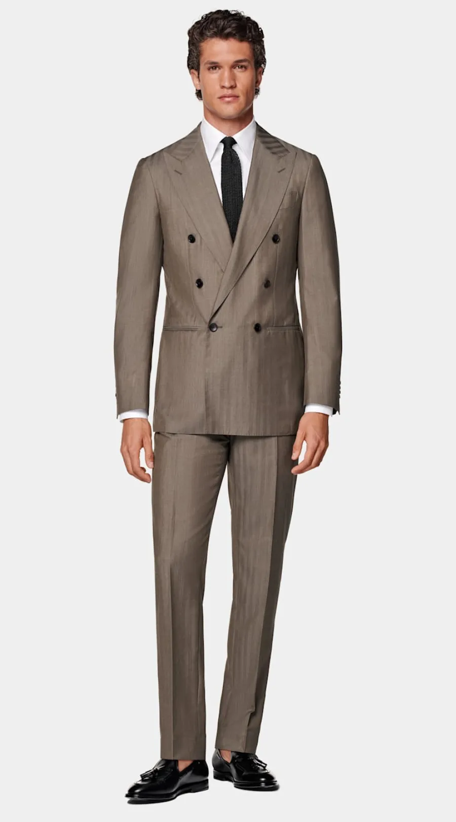 Online Havana Perennial Anzug taupe Fischgrätmuster Tailored Fit Klassische Anzüge