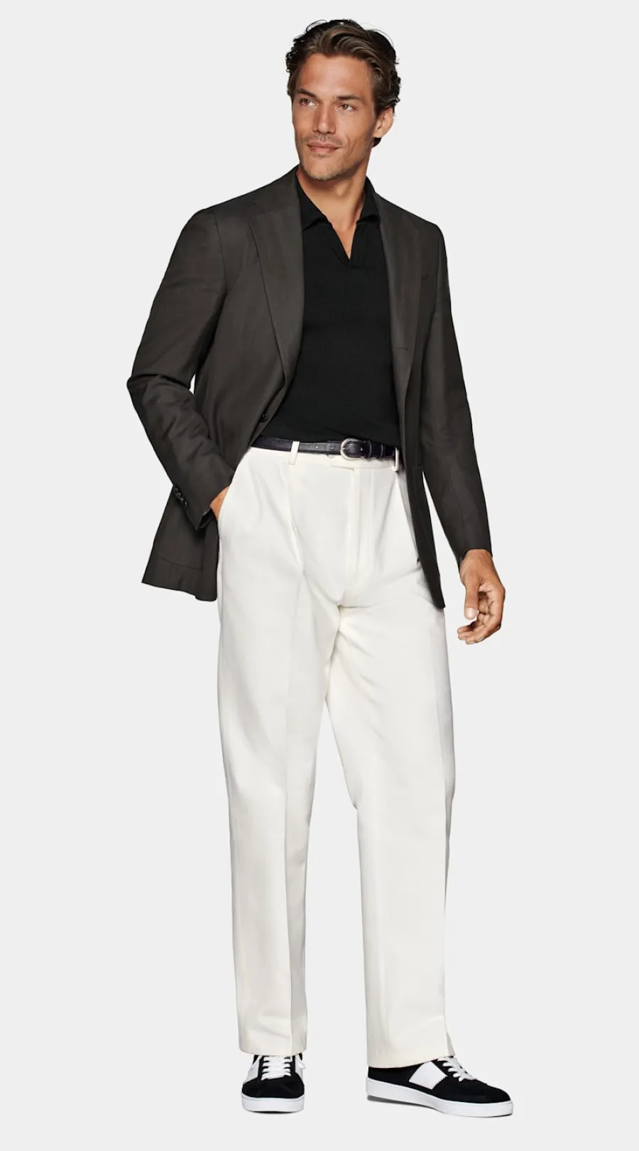Cheap Havana Sakko dunkelbraun Fischgrätmuster Tailored Fit Casual Chic Hochzeit | Sakkos