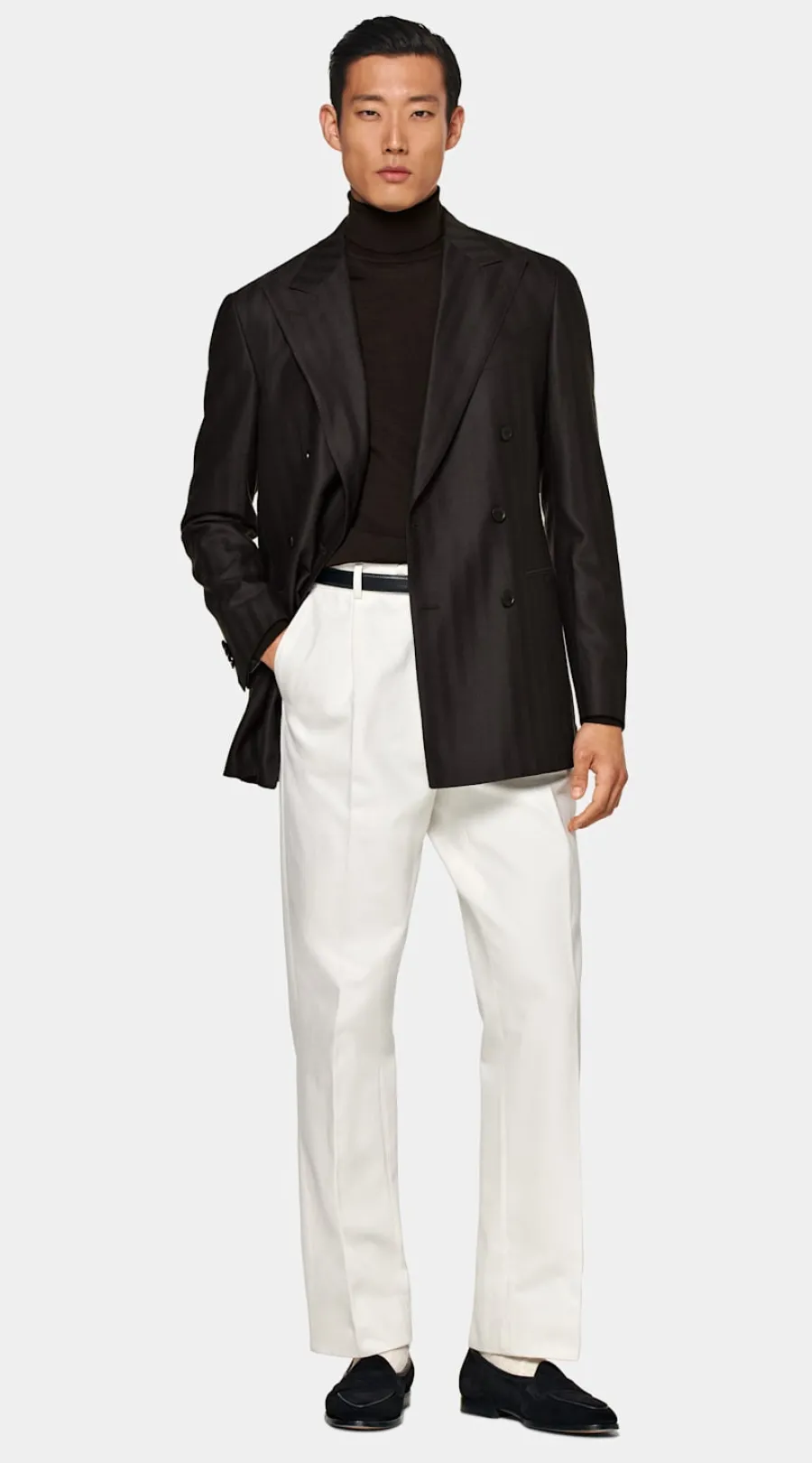 New Havana Sakko dunkelbraun Fischgrätmuster Tailored Fit Sakkos