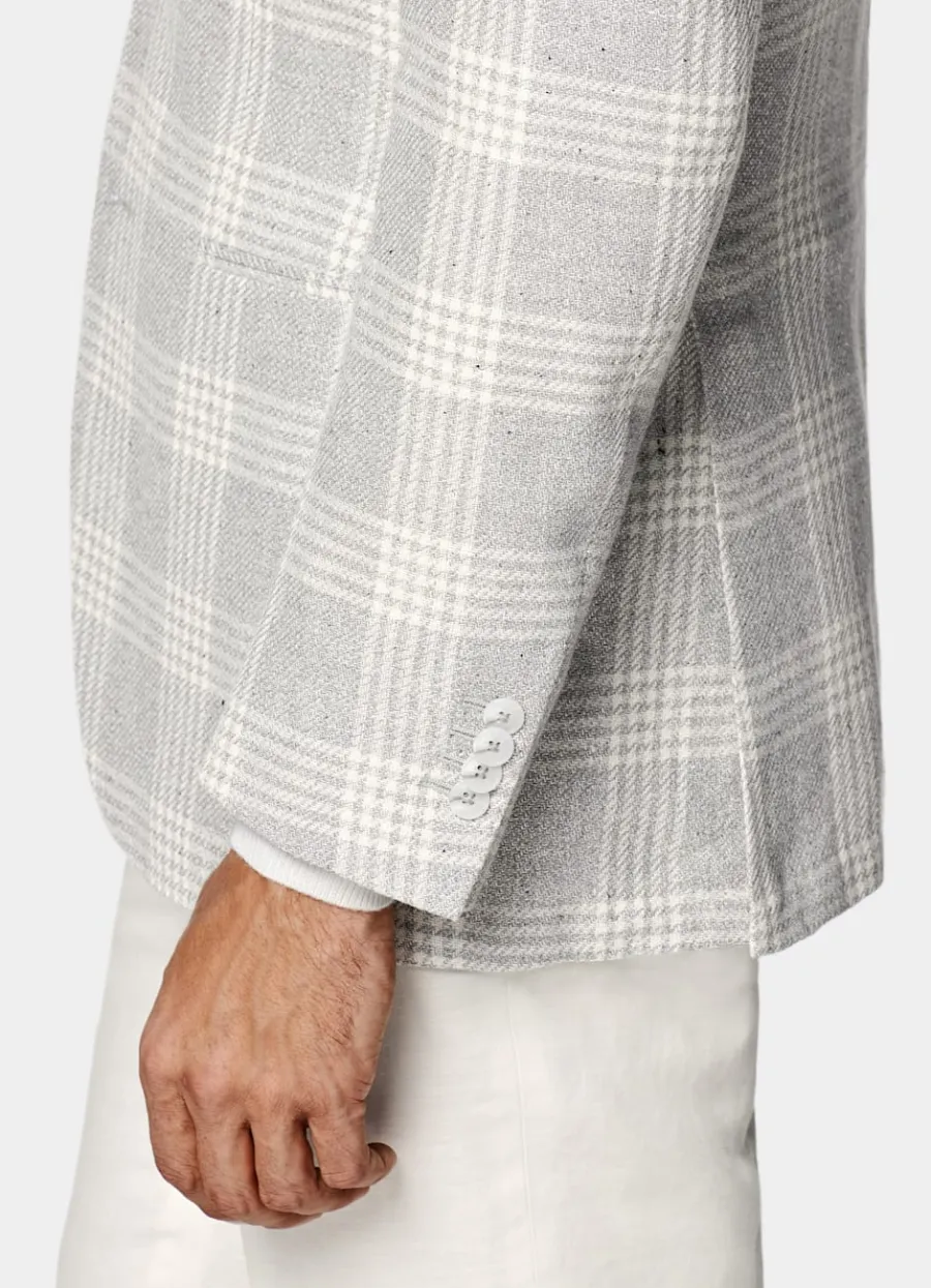 havana_sakko_hellgrau_kariert_tailored_fit_2.webp Cheap Havana Sakko hellgrau kariert Tailored Fit Sakkos