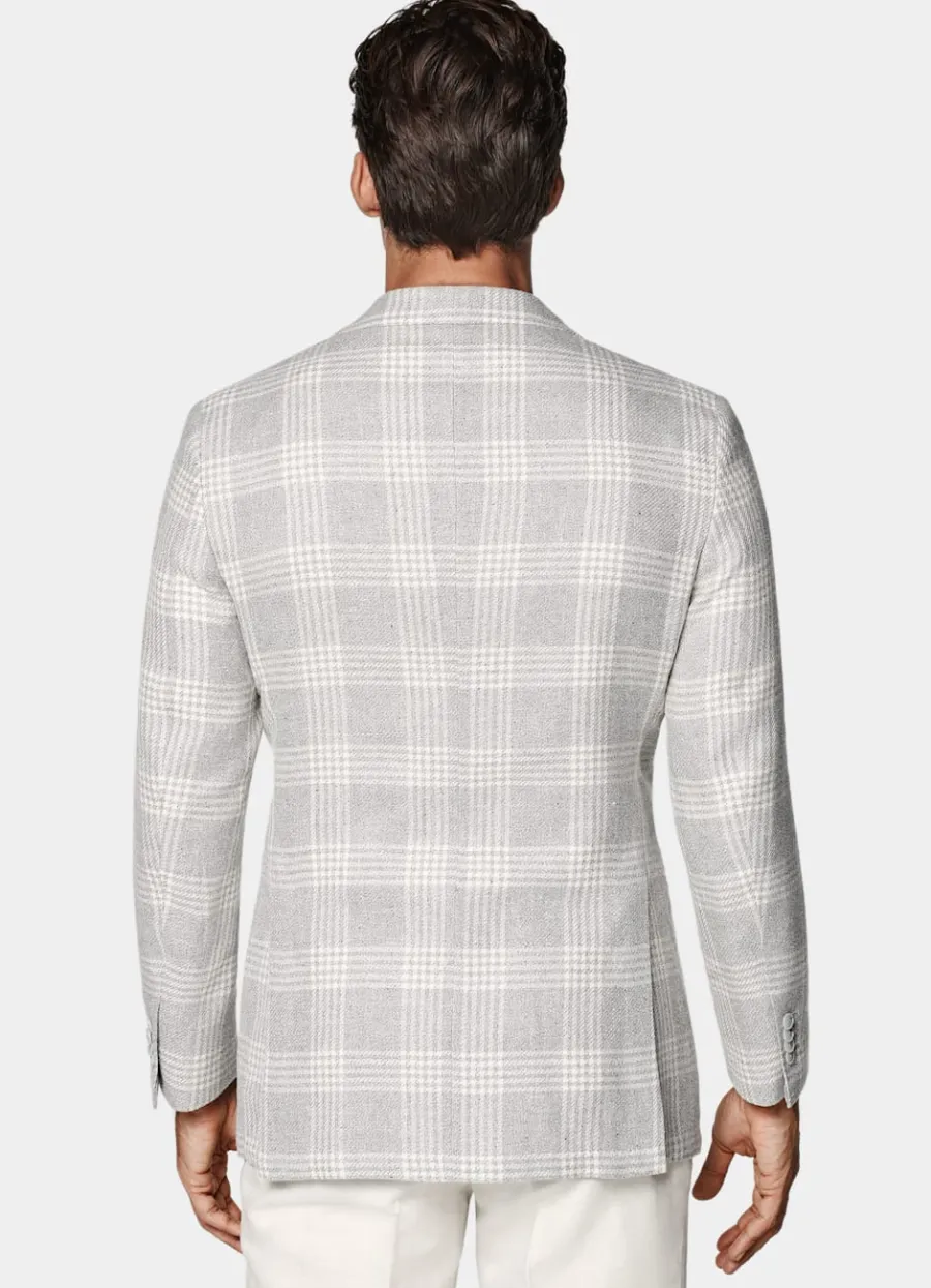 havana_sakko_hellgrau_kariert_tailored_fit_4.webp Cheap Havana Sakko hellgrau kariert Tailored Fit Sakkos