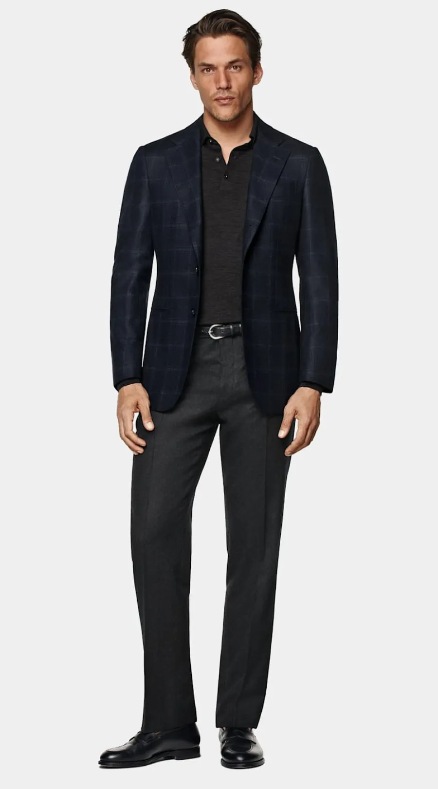 Cheap Havana Sakko navy kariert Tailored Fit Casual Chic Hochzeit | Sakkos