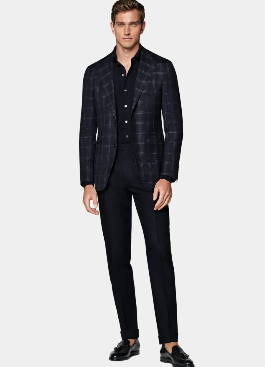 havana_sakko_navy_kariert_tailored_fit_3-3.webp Cheap Havana Sakko navy kariert Tailored Fit Casual Chic Hochzeit | Sakkos