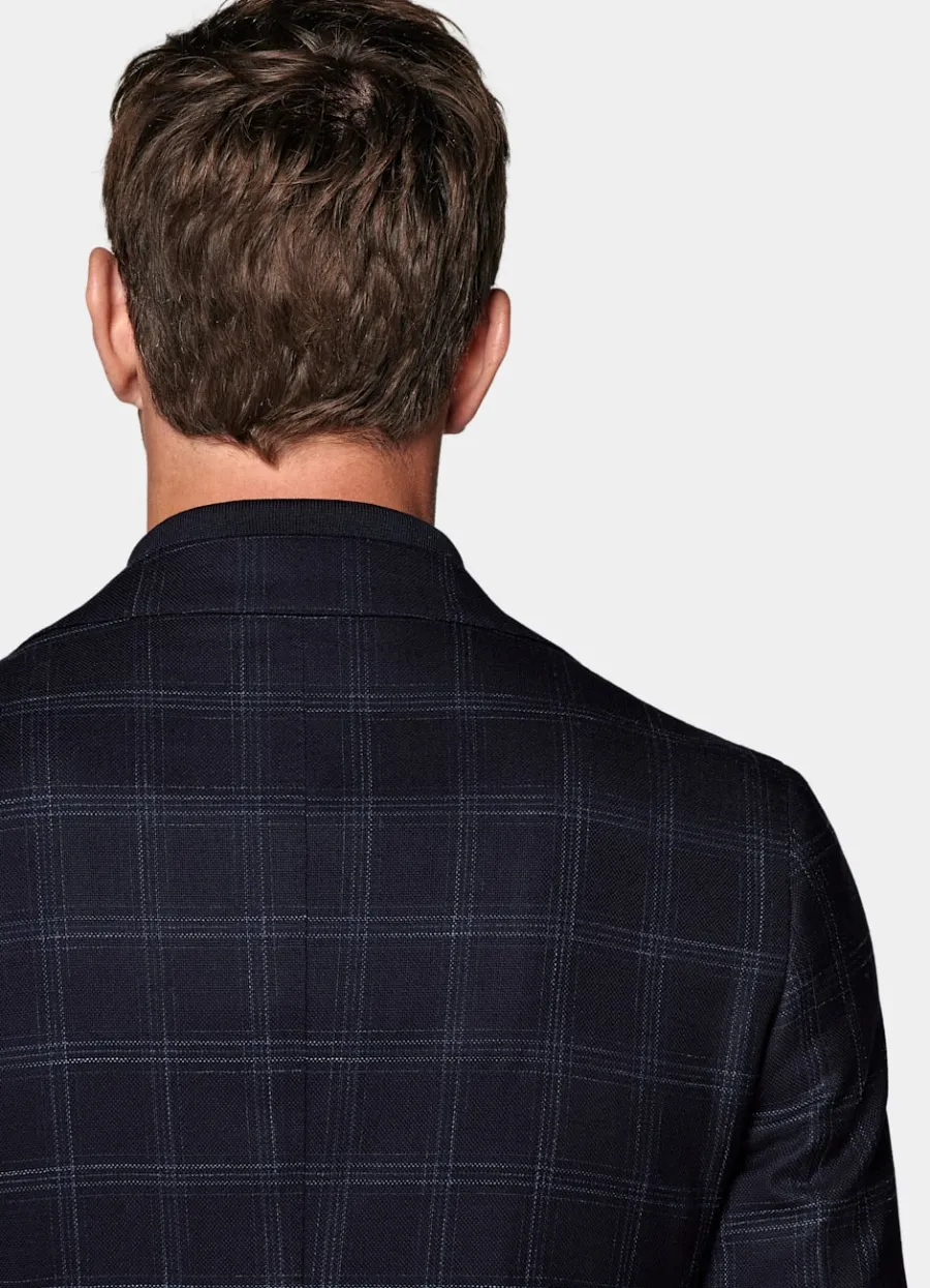 havana_sakko_navy_kariert_tailored_fit_5-3.webp Cheap Havana Sakko navy kariert Tailored Fit Casual Chic Hochzeit | Sakkos