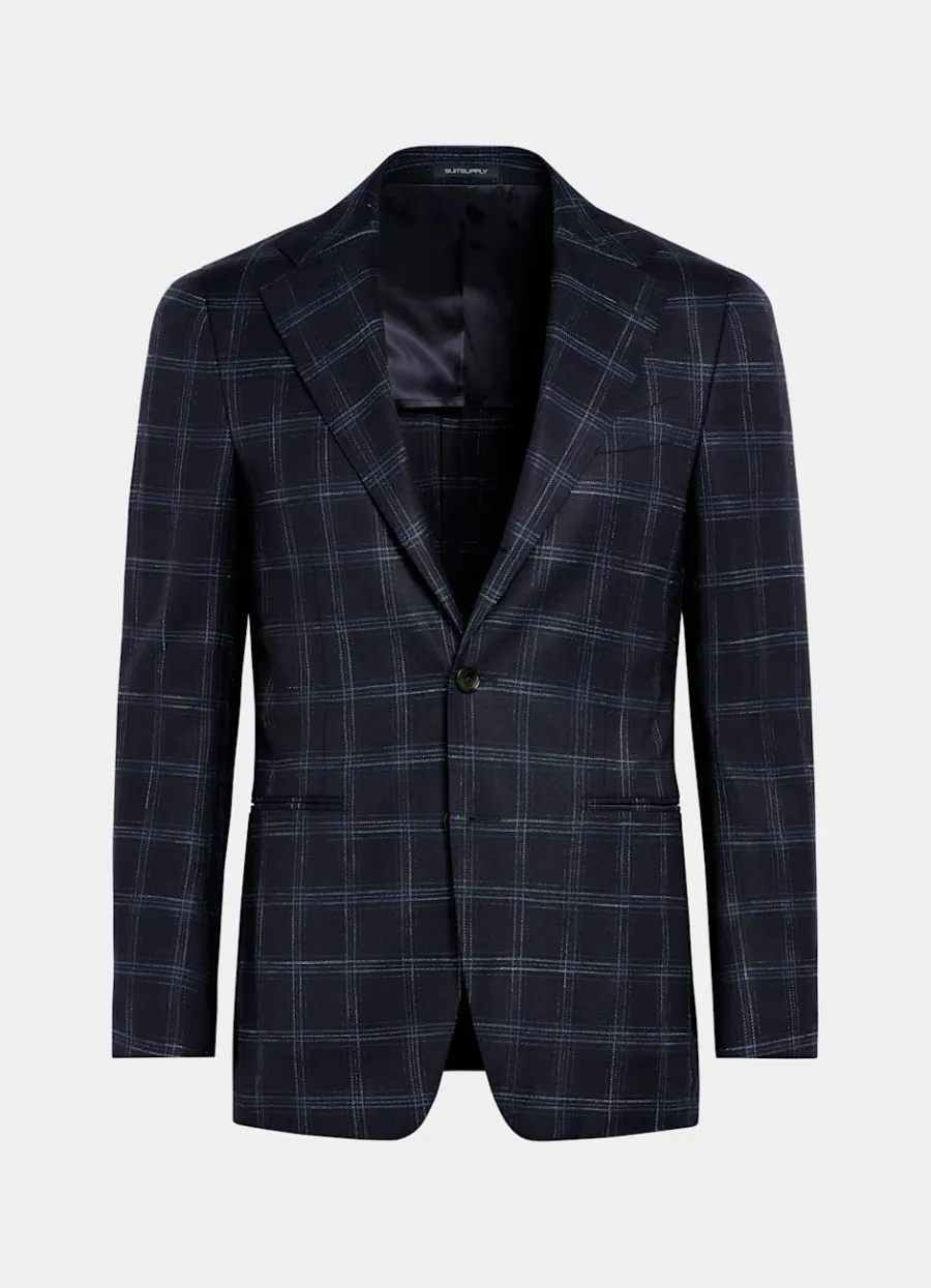 havana_sakko_navy_kariert_tailored_fit_6-3.webp Cheap Havana Sakko navy kariert Tailored Fit Casual Chic Hochzeit | Sakkos
