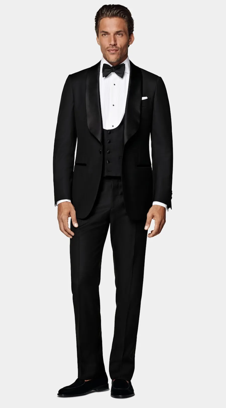 Best Sale Havana Smoking dreiteilig schwarz Tailored Fit Black Tie | Smokings