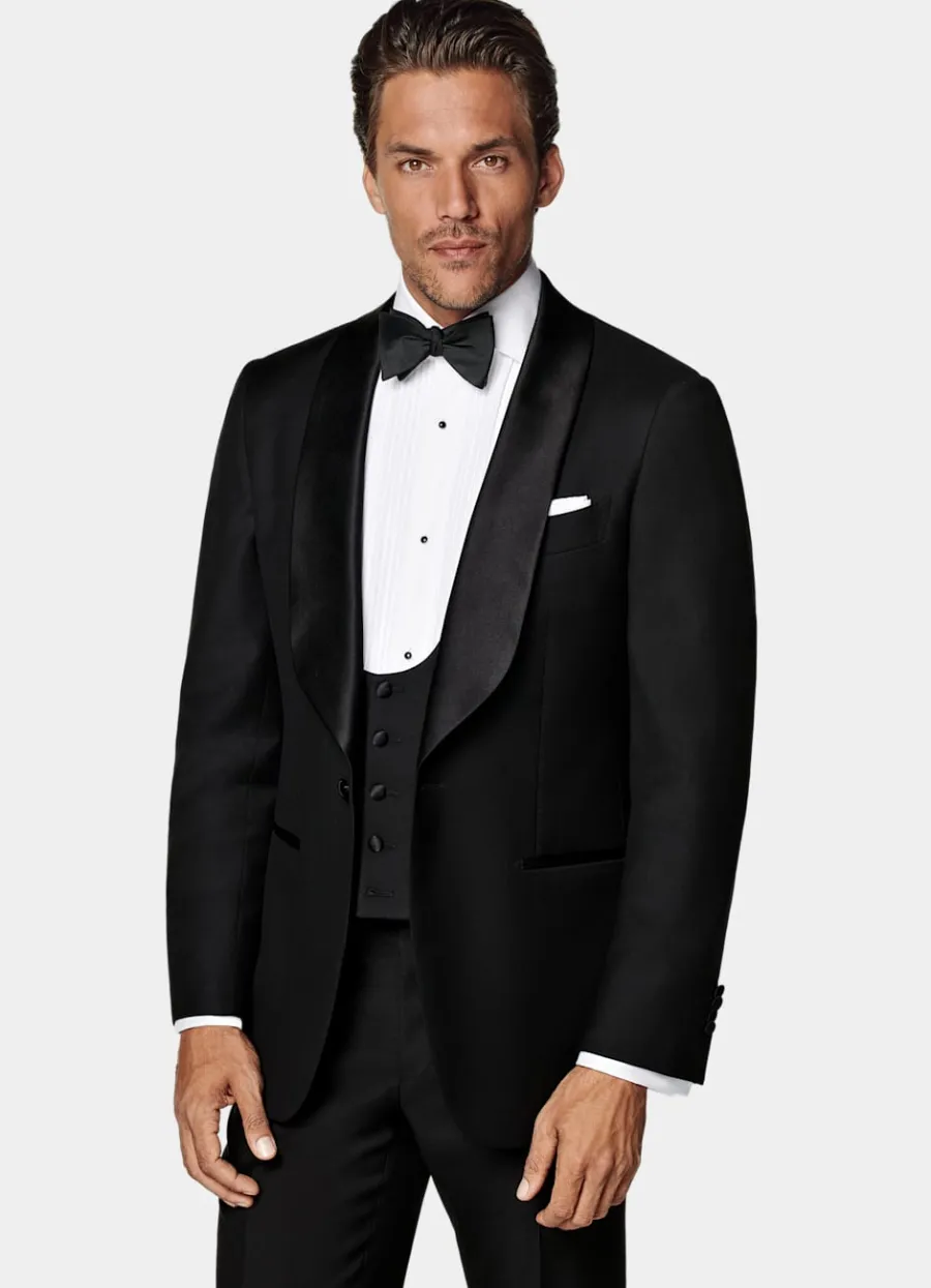 Best Sale Havana Smoking dreiteilig schwarz Tailored Fit Black Tie | Smokings