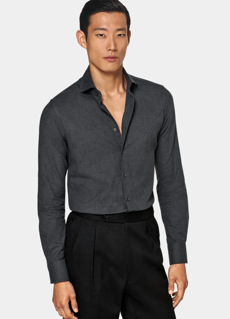 Store Hemd dunkelgrau Slim Fit Freizeithemden