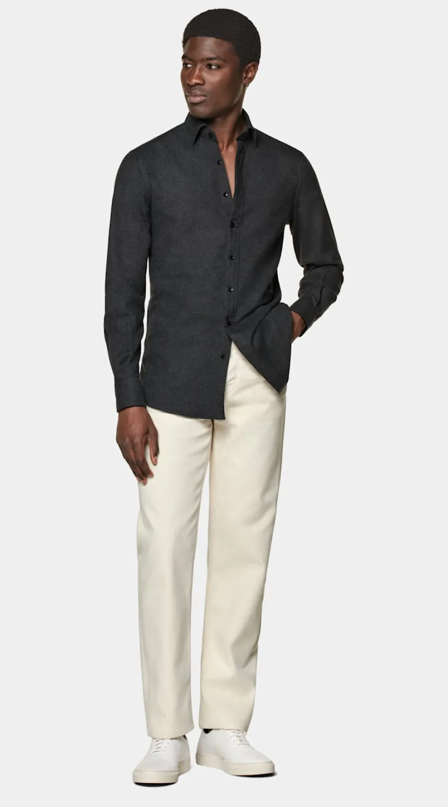 Hot Hemd dunkelgrau Tailored Fit Freizeithemden
