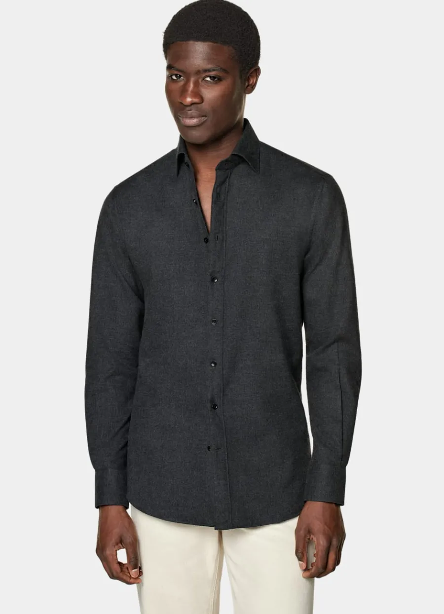 Hot Hemd dunkelgrau Tailored Fit Freizeithemden