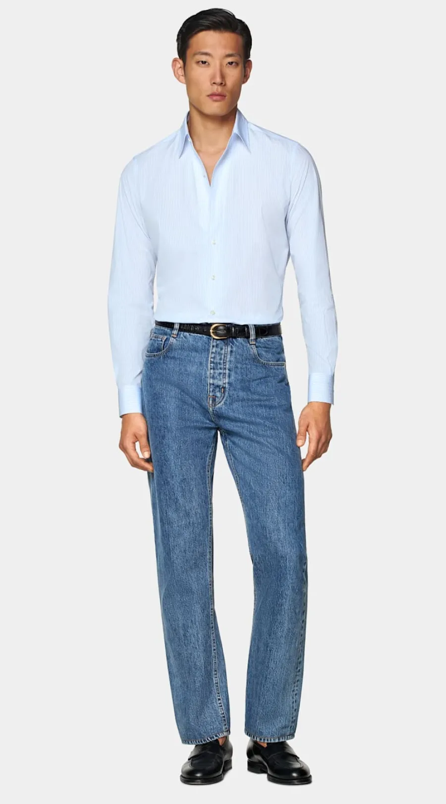 Store Hemd hellblau gestreift klassischer Onepiece-Kragen Tailored Fit Klassische & Businesshemden