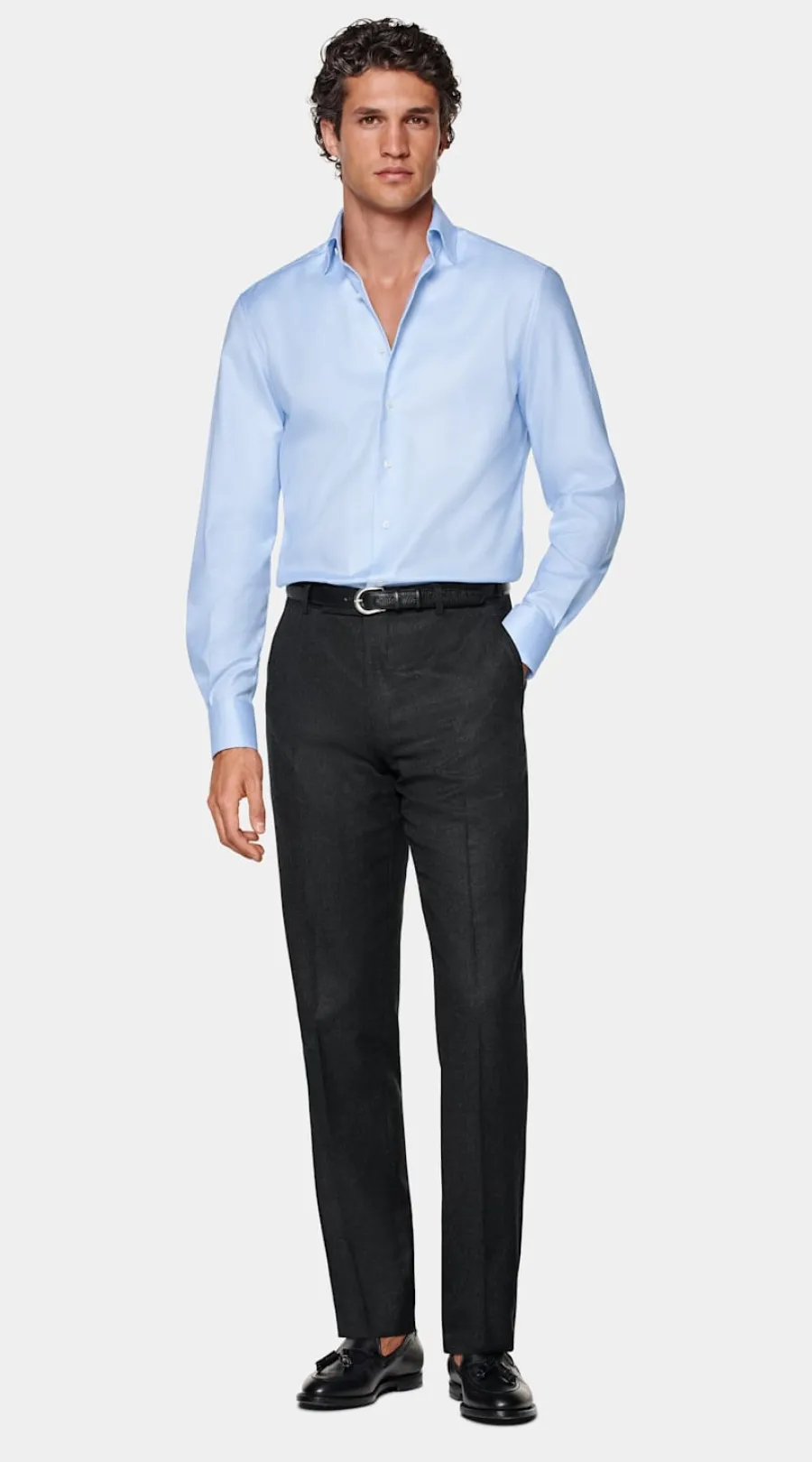Hot Hemd hellblau Hahnentrittmuster Tailored Fit Traveller Hemden | Klassische & Businesshemden