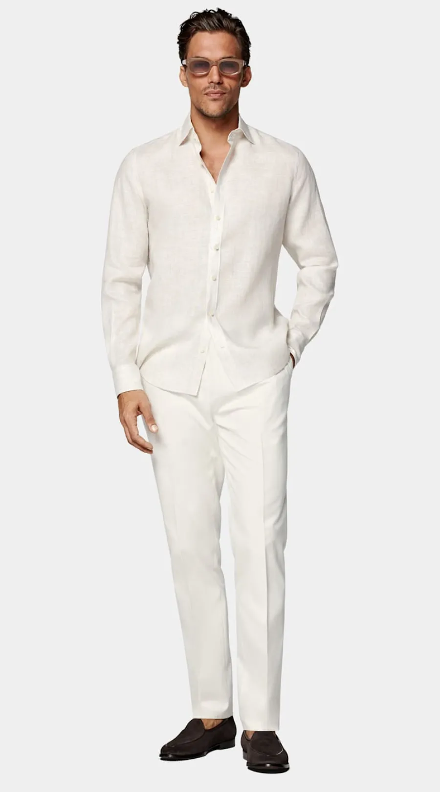 Discount Hemd hellbraun gestreift Slim Fit Freizeithemden