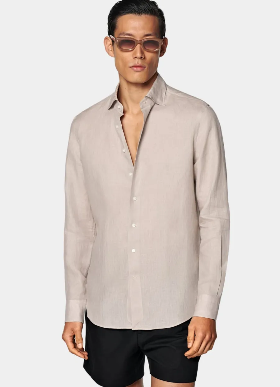 Flash Sale Hemd hellbraun Tailored Fit Freizeithemden