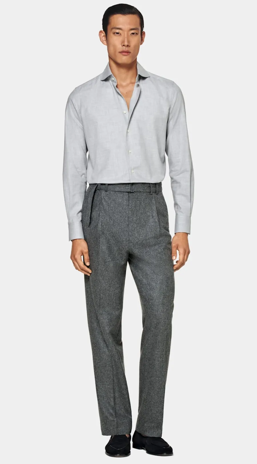Outlet Hemd hellgrau Slim Fit Freizeithemden