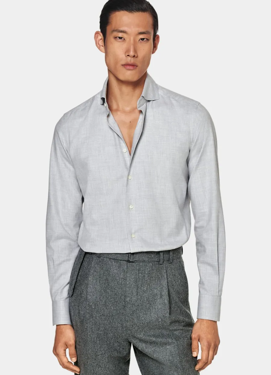 Outlet Hemd hellgrau Slim Fit Freizeithemden