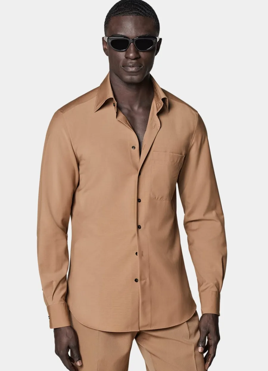 Shop Hemd mittelbraun Tailored Fit Freizeithemden