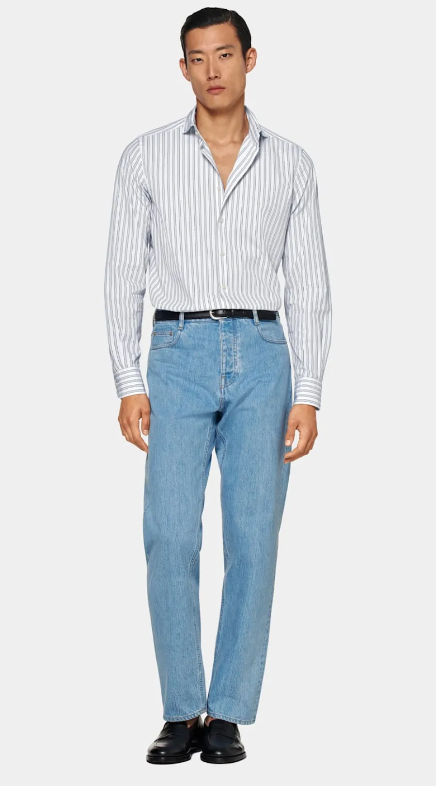 Cheap Hemd navy gestreift Slim Fit Freizeithemden