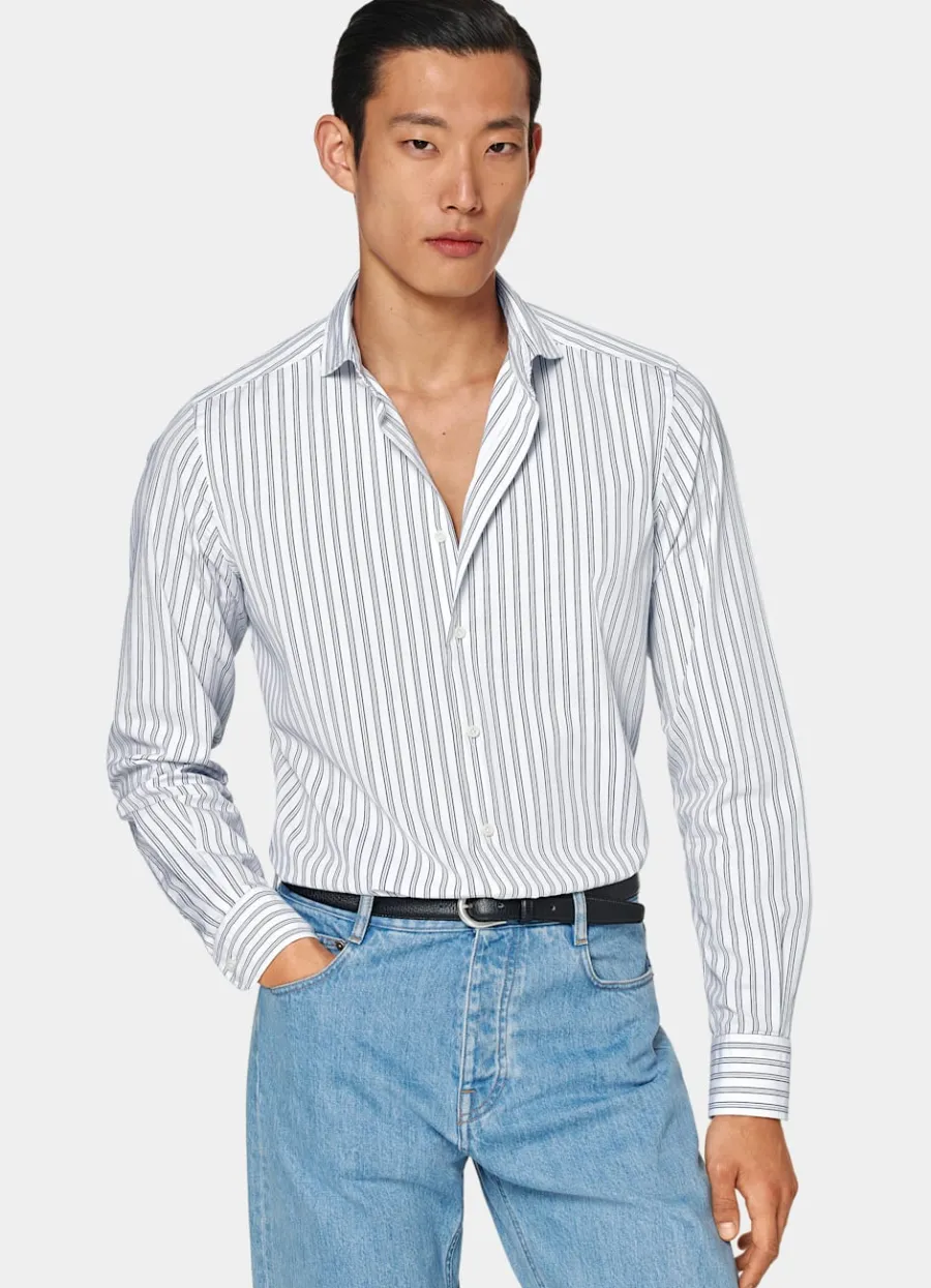 Cheap Hemd navy gestreift Slim Fit Freizeithemden