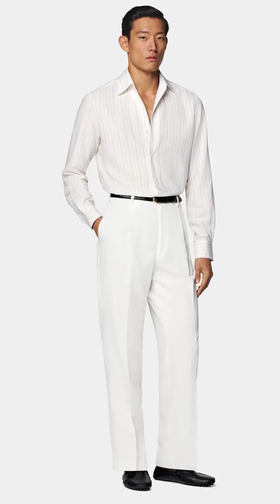 Store Hemd off-white gestreift Tailored Fit Klassische & Businesshemden | Freizeithemden