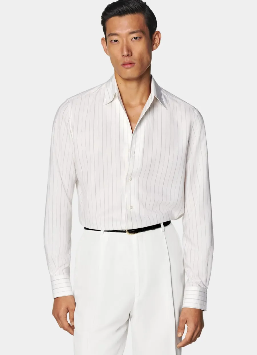 Store Hemd off-white gestreift Tailored Fit Klassische & Businesshemden | Freizeithemden